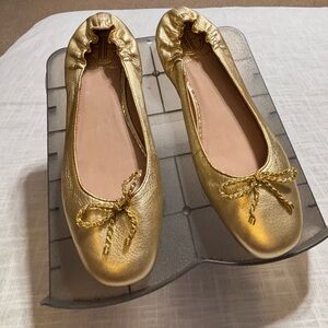 Lilly Pulitzer Gold Flats with Bow